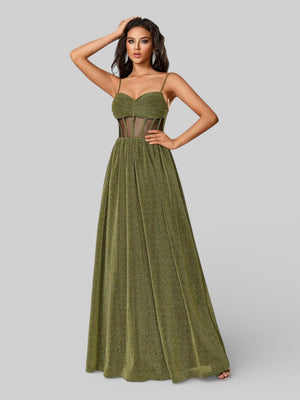 Vestido Longo de Festa com Brilho Corpete - Aurea Dress