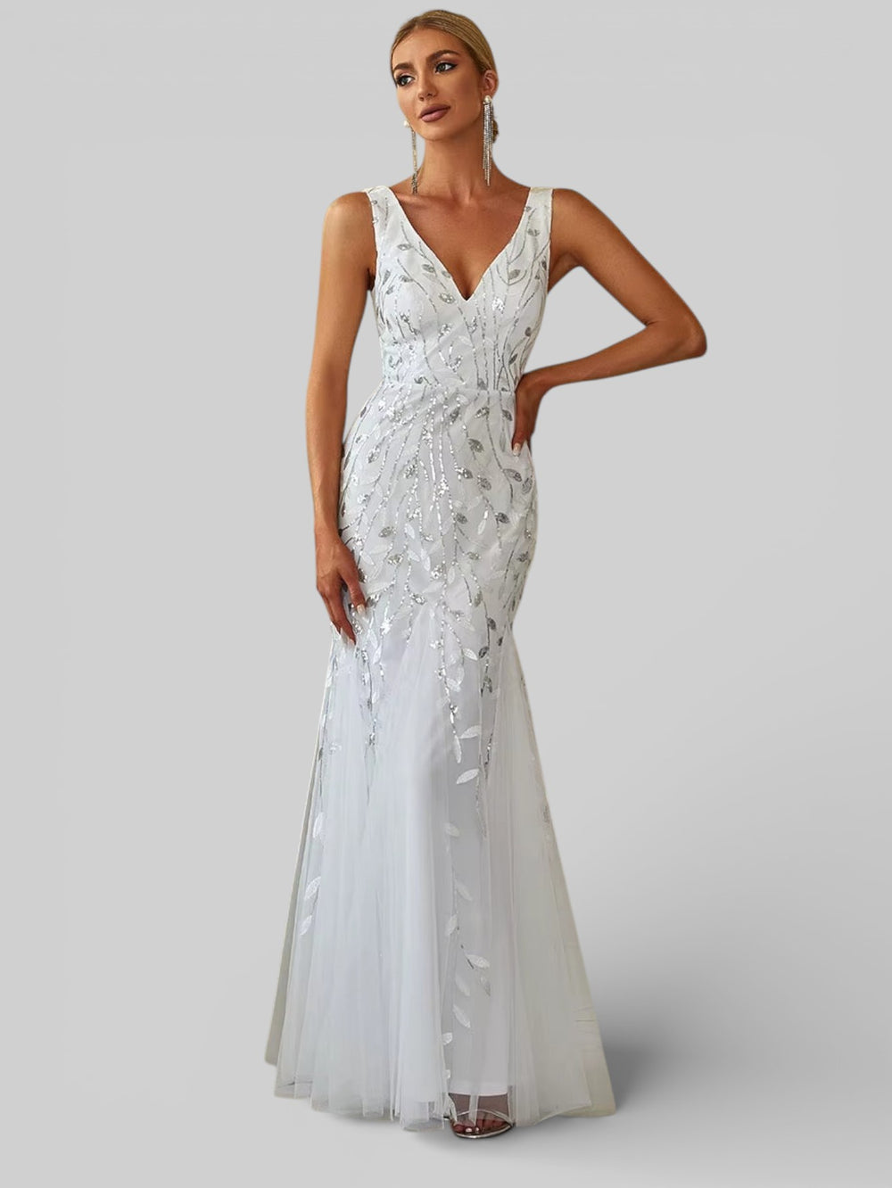 Vestido de Festa Longo Luxo Lantejoulas Elite