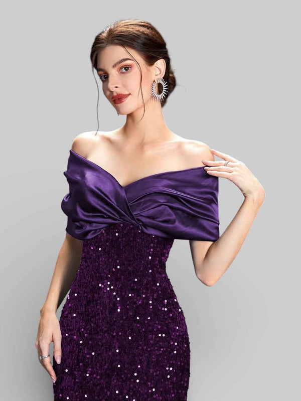Vestido de Festa Sereia em Paetê Ombro a Ombro Luxuria