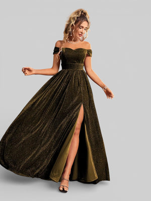 Vestido de Festa Ombro a Ombro Lurex Metalizado - Aurea Dress