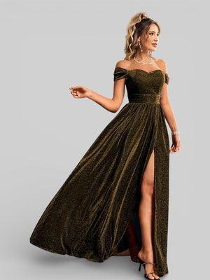 Vestido de Festa Ombro a Ombro Lurex Metalizado - Aurea Dress