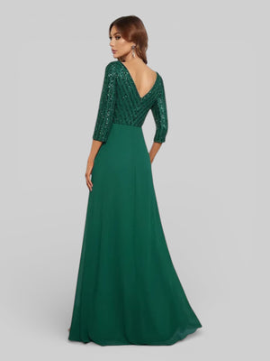 Vestido de Festa Plus Size Manga Longa Lantejoulas - Aurea Dress