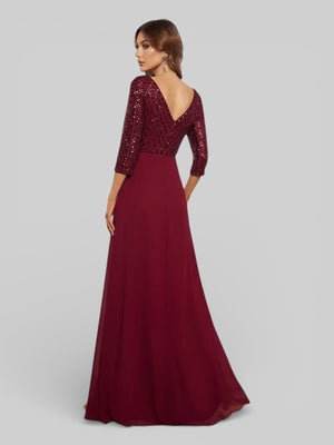 Vestido de Festa Plus Size Manga Longa Lantejoulas - Aurea Dress