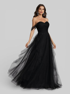 Vestido Longo de Festa em Camadas Ombro a Ombro Siena - Aurea Dress