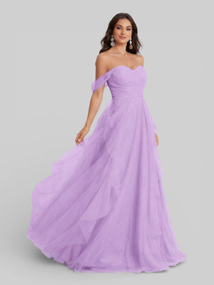 Vestido Longo de Festa em Camadas Ombro a Ombro Siena - Aurea Dress
