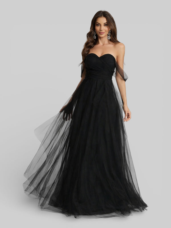Vestido Longo de Festa em Camadas Ombro a Ombro Siena - Aurea Dress