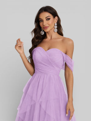 Vestido Longo de Festa em Camadas Ombro a Ombro Siena - Aurea Dress