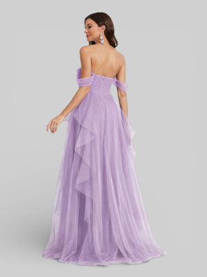 Vestido Longo de Festa em Camadas Ombro a Ombro Siena - Aurea Dress