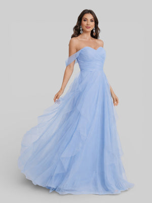 Vestido Longo de Festa em Camadas Ombro a Ombro Siena - Aurea Dress