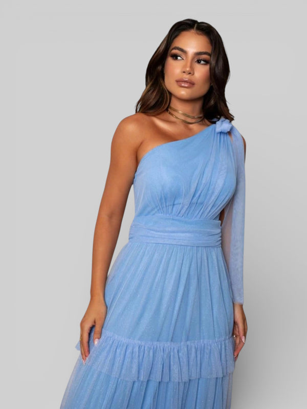 Vestido Longo Alça Única com Brilho Stabille - Aurea Dress