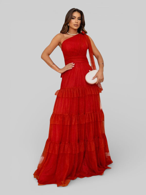 Vestido Longo Alça Única com Brilho Stabille - Aurea Dress
