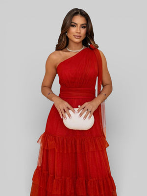 Vestido Longo Alça Única com Brilho Stabille - Aurea Dress