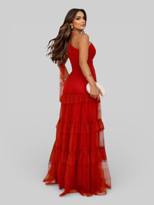 Vestido Longo Alça Única com Brilho Stabille - Aurea Dress