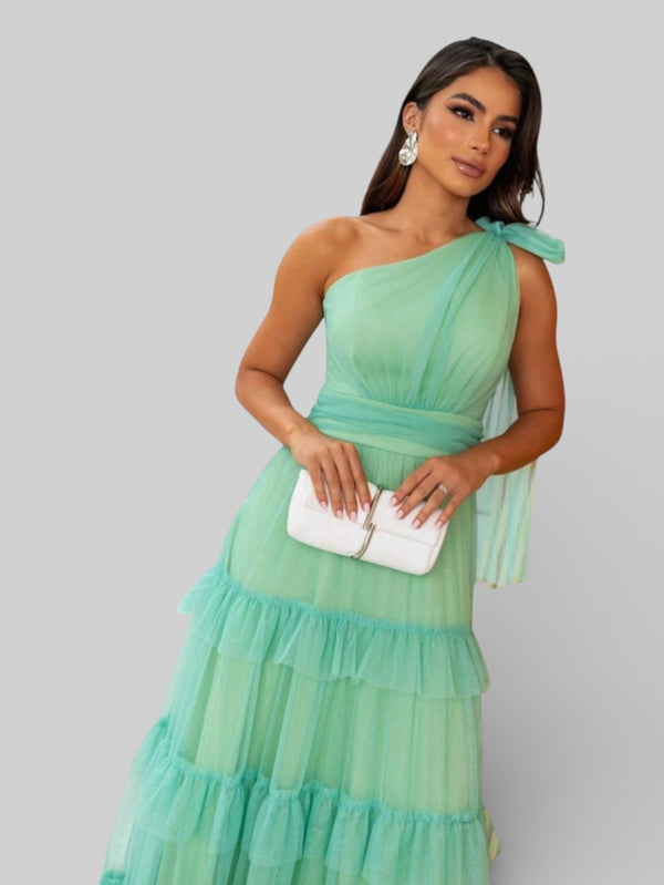 Vestido Longo Alça Única com Brilho Stabille - Aurea Dress