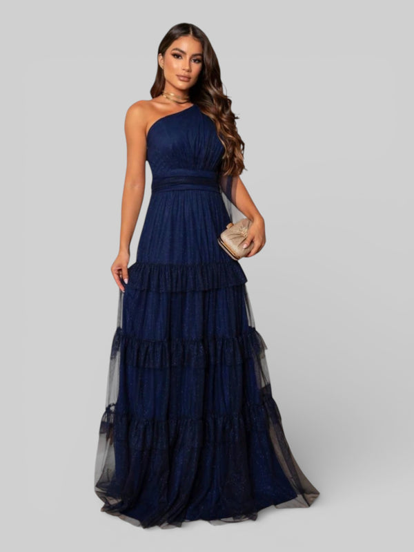 Vestido Longo Alça Única com Brilho Stabille - Aurea Dress
