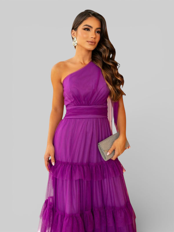 Vestido Longo Alça Única com Brilho Stabille - Aurea Dress