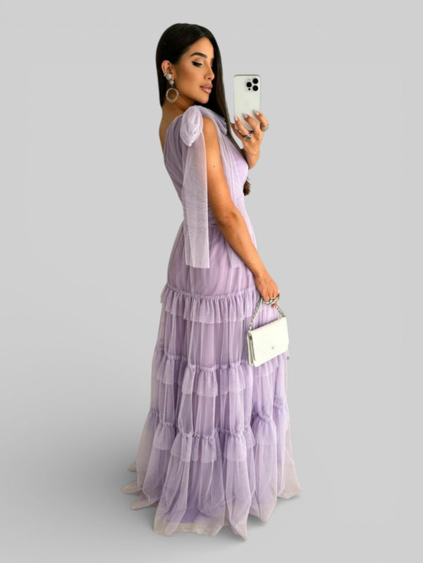 Vestido Longo Alça Única com Brilho Stabille - Aurea Dress