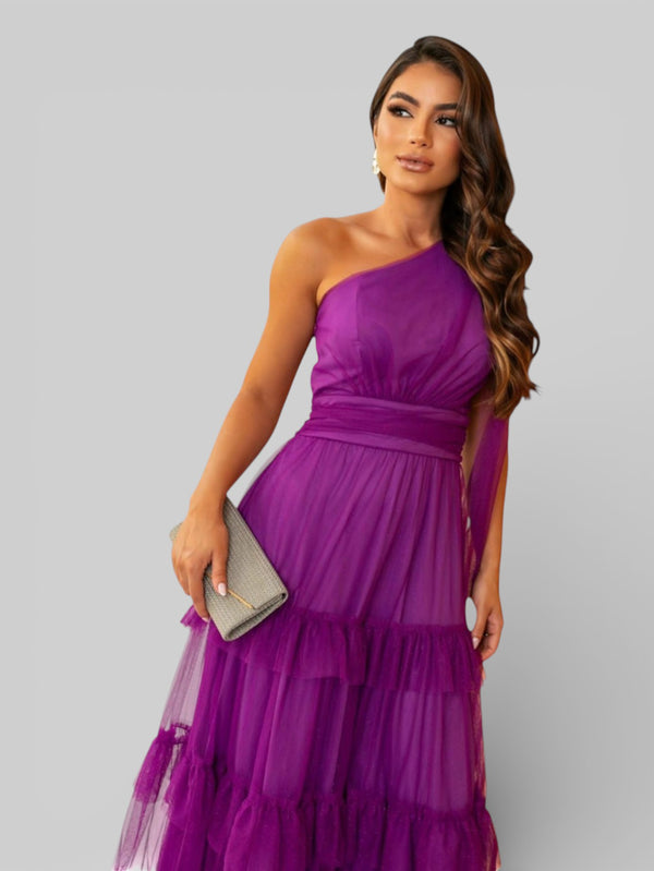Vestido Longo Alça Única com Brilho Stabille - Aurea Dress