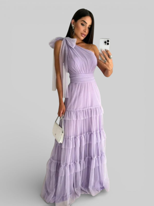 Vestido Longo Alça Única com Brilho Stabille - Aurea Dress