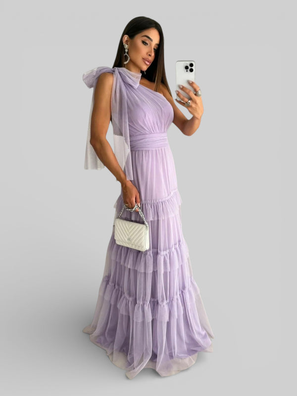 Vestido Longo Alça Única com Brilho Stabille - Aurea Dress