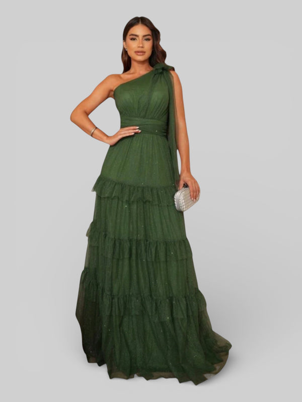 Vestido Longo Alça Única com Brilho Stabille - Aurea Dress