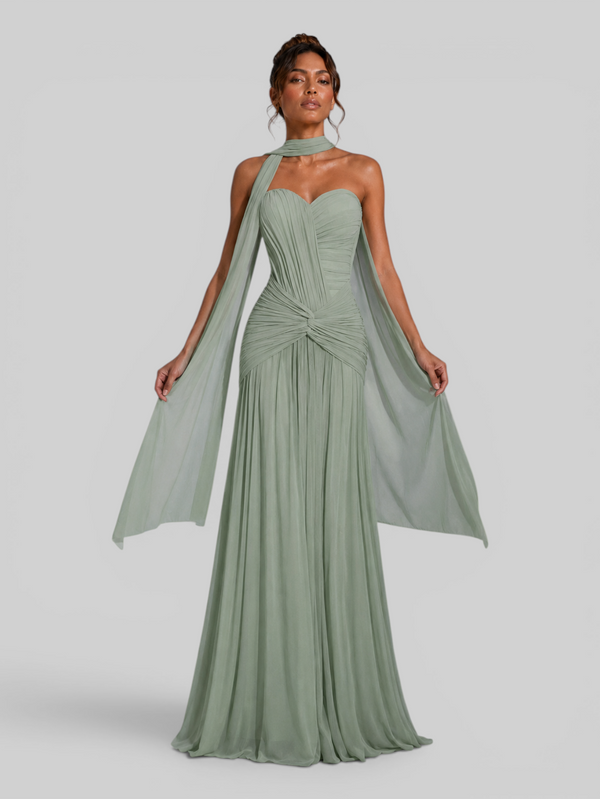 Vestido de Festa Longo Tomara que Caia Torcido Echarpe Legacy