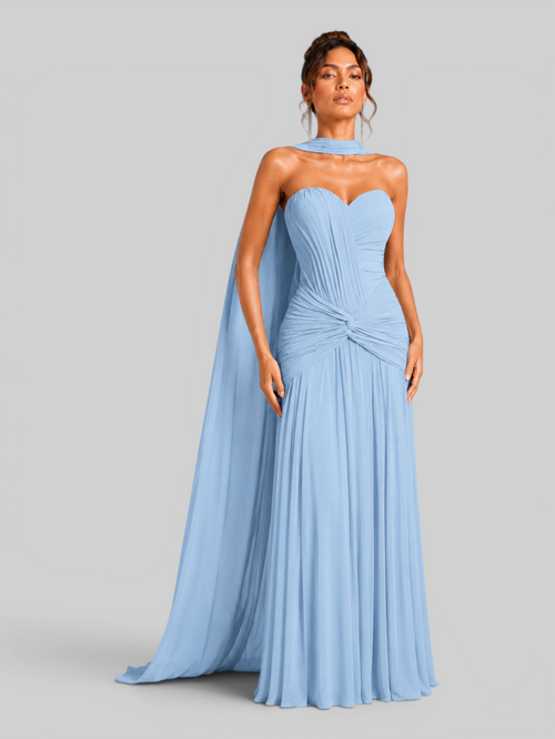 Vestido de Festa Longo Tomara que Caia Torcido Echarpe Legacy