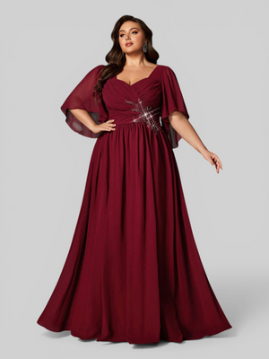 Vestido de Festa Longo Plus Size com Capa Bordado Avalon
