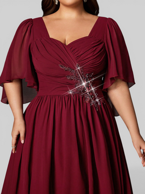 Vestido de Festa Longo Plus Size com Capa Bordado Avalon