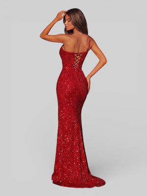 Vestido de Festa Longo Paetê com Fenda Hilary