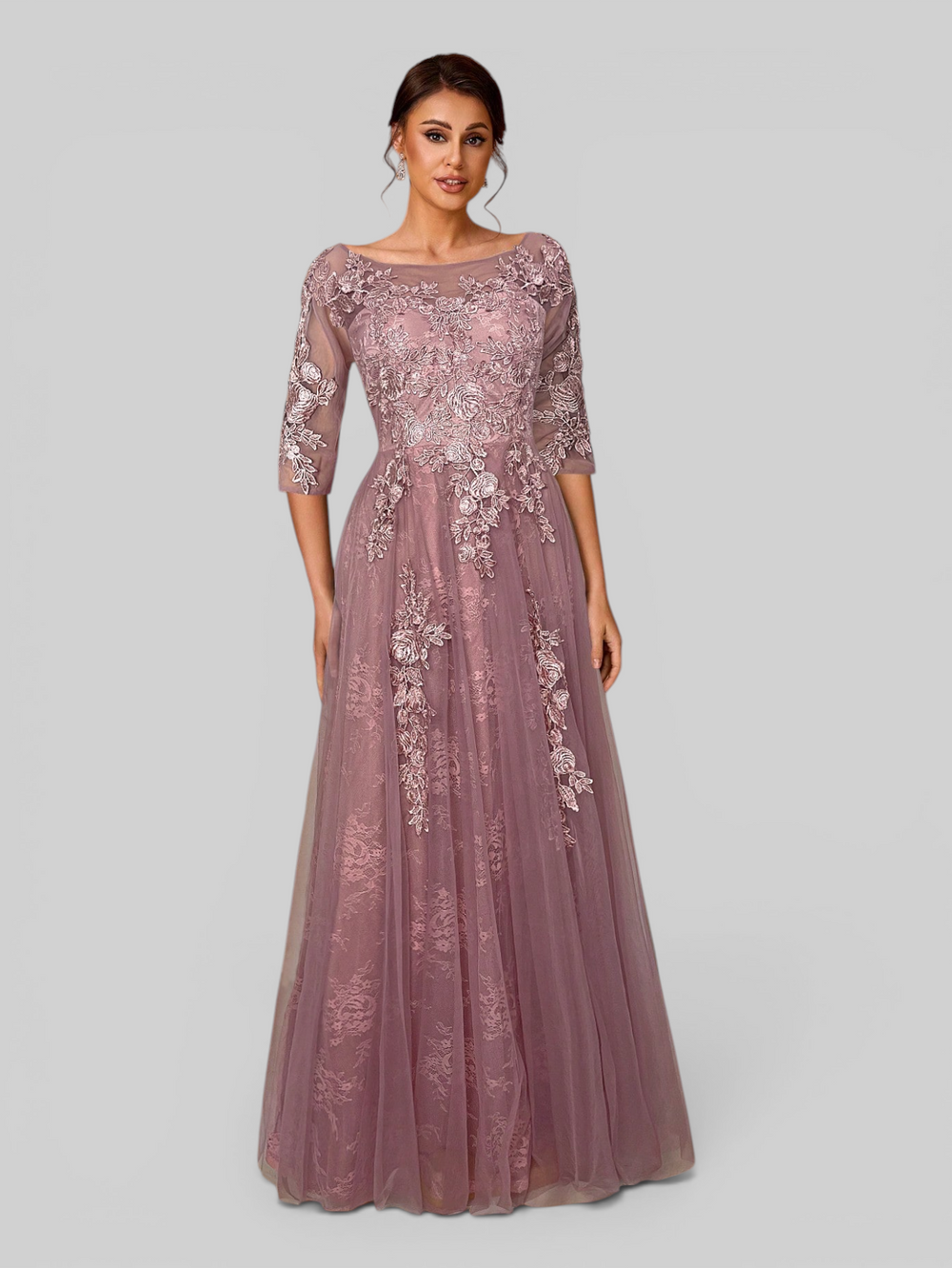 Vestido de Festa Mãe da Noiva Tule Bordado