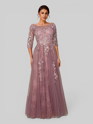 Vestido de Festa Mãe da Noiva Tule Bordado