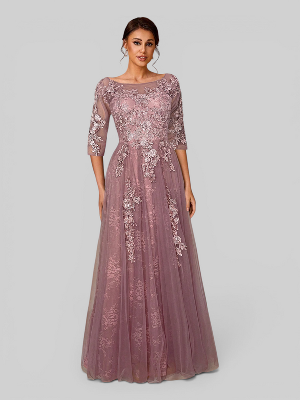Vestido de Festa Mãe da Noiva Tule Bordado