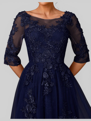 Vestido de Festa Mãe da Noiva Tule Bordado