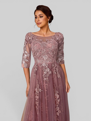 Vestido de Festa Mãe da Noiva Tule Bordado