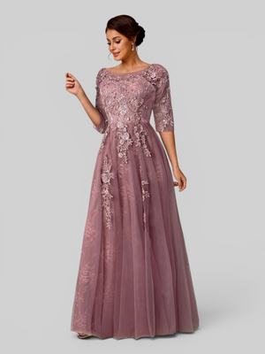 Vestido de Festa Mãe da Noiva Tule Bordado