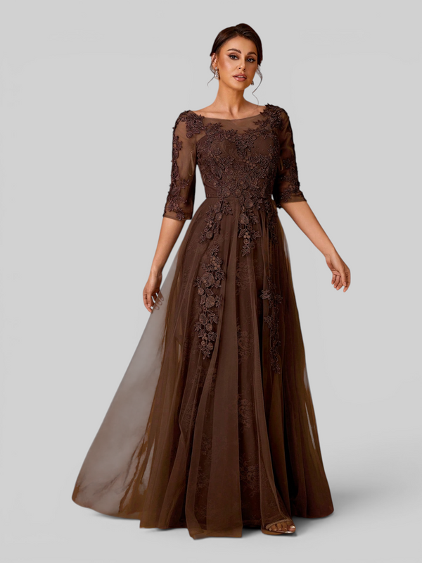 Vestido de Festa Mãe da Noiva Tule Bordado