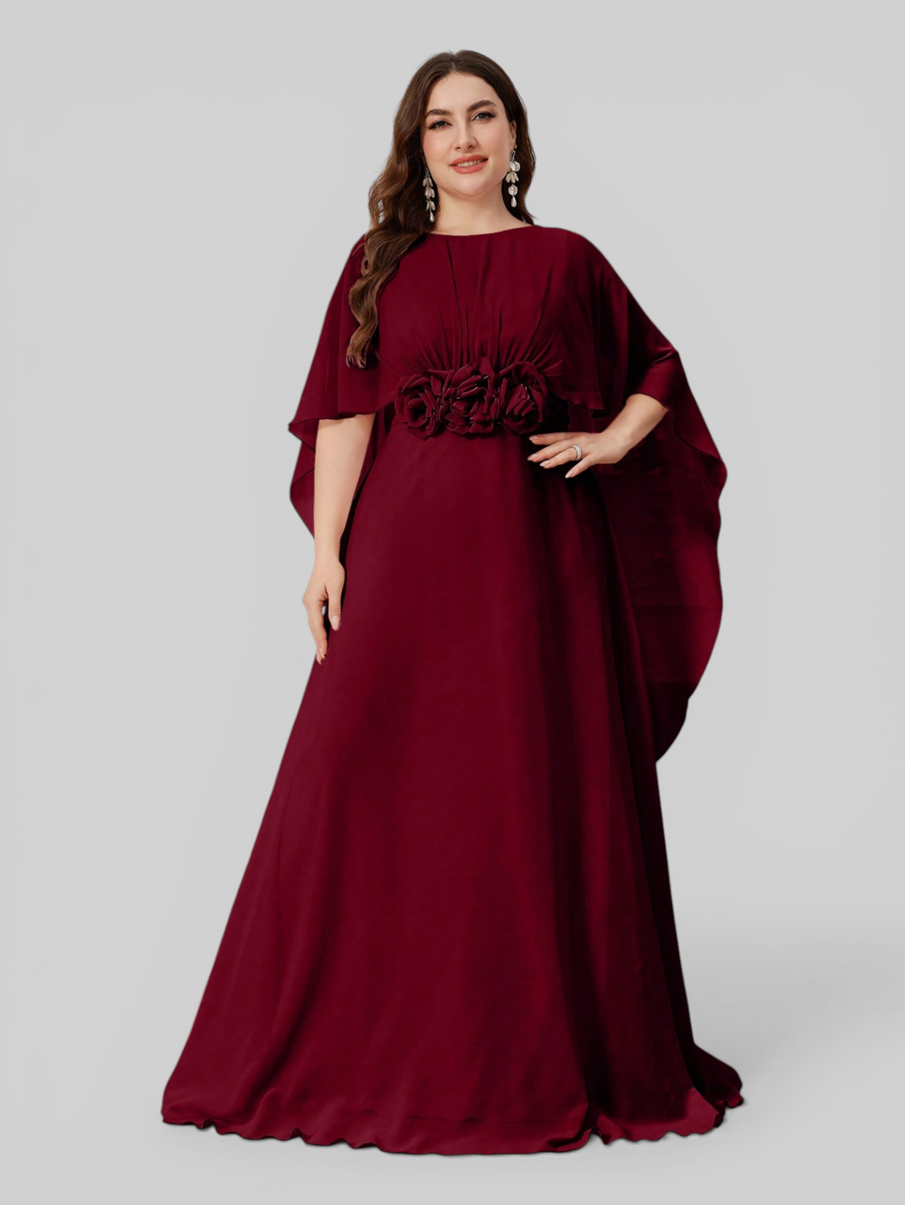 Vestido de Festa Longo Bordado com Capa Aurora Flowers - Aurea Dress