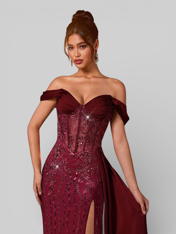 Vestido de Festa Longo Ombro a Ombro Aurélia