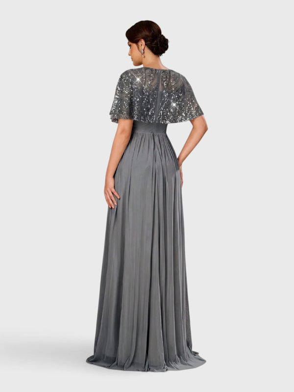 Vestido de Festa Longo Premium Bordado Champanhe Bellinda