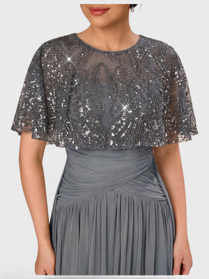 Vestido de Festa Longo Premium Bordado Champanhe Bellinda