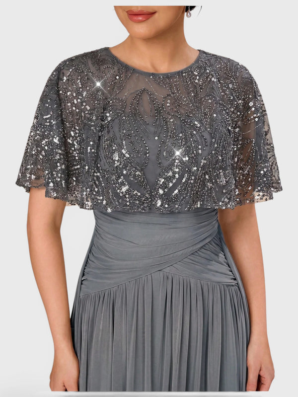 Vestido de Festa Longo Premium Bordado Champanhe Bellinda
