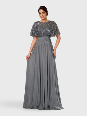 Vestido de Festa Longo Premium Bordado Champanhe Bellinda