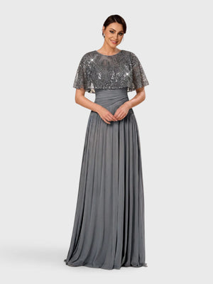 Vestido de Festa Longo Premium Bordado Champanhe Bellinda