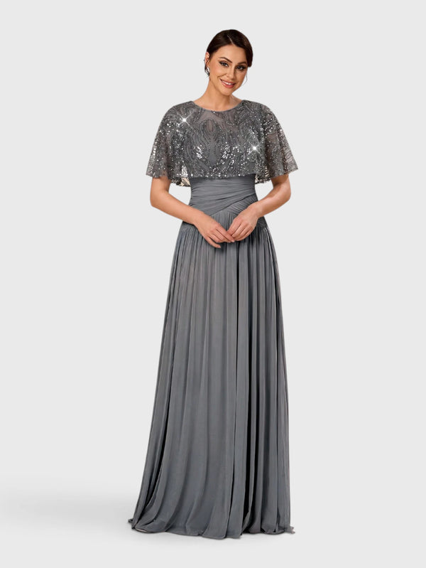 Vestido de Festa Longo Premium Bordado Champanhe Bellinda