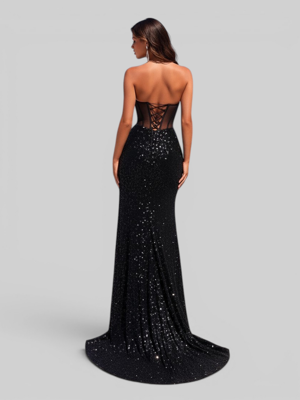 Vestido de Festa Longo Super Luxo Corpete Paetê Gianna