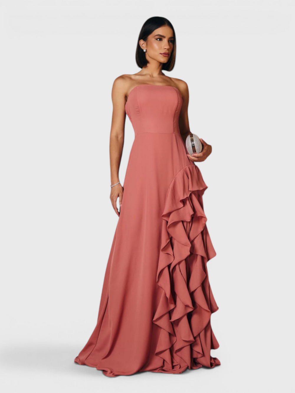 Vestido de Festa Longo Tomara que Caia Camadas Echarp Letz