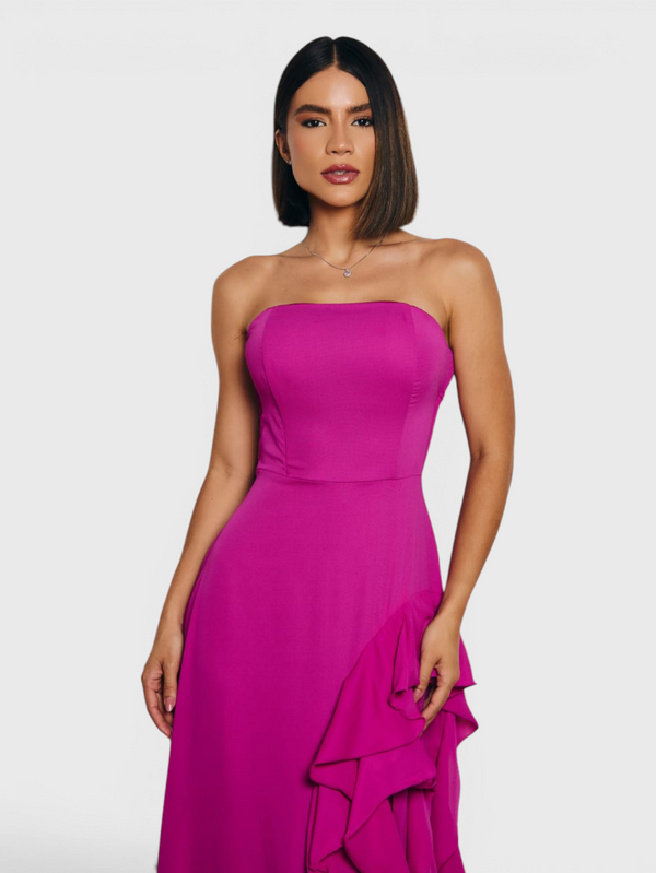 Vestido de Festa Longo Tomara que Caia Camadas Echarp Letz