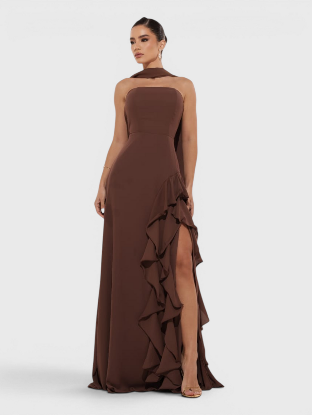 Vestido de Festa Longo Tomara que Caia Camadas Echarp Letz