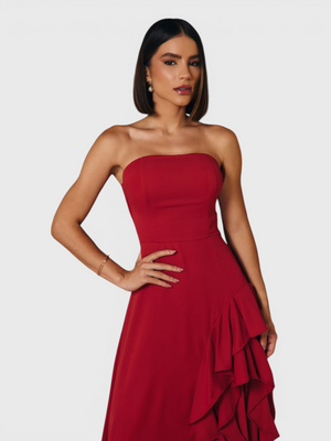 Vestido de Festa Longo Tomara que Caia Camadas Echarp Letz